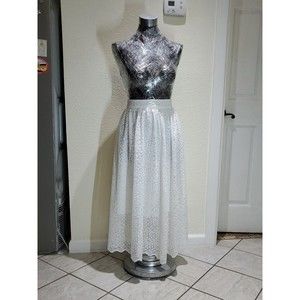 H&M long lace white skirt size 12